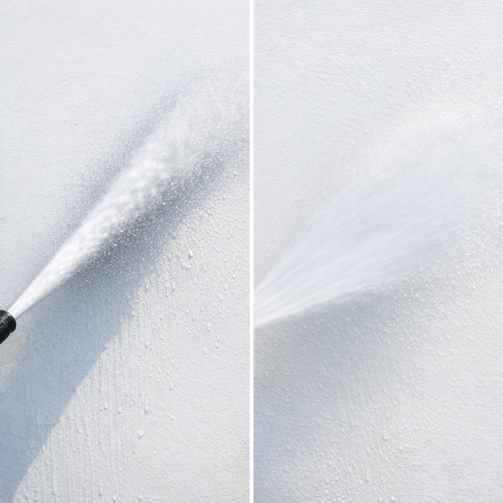 Pressure washer nozzle spraying water