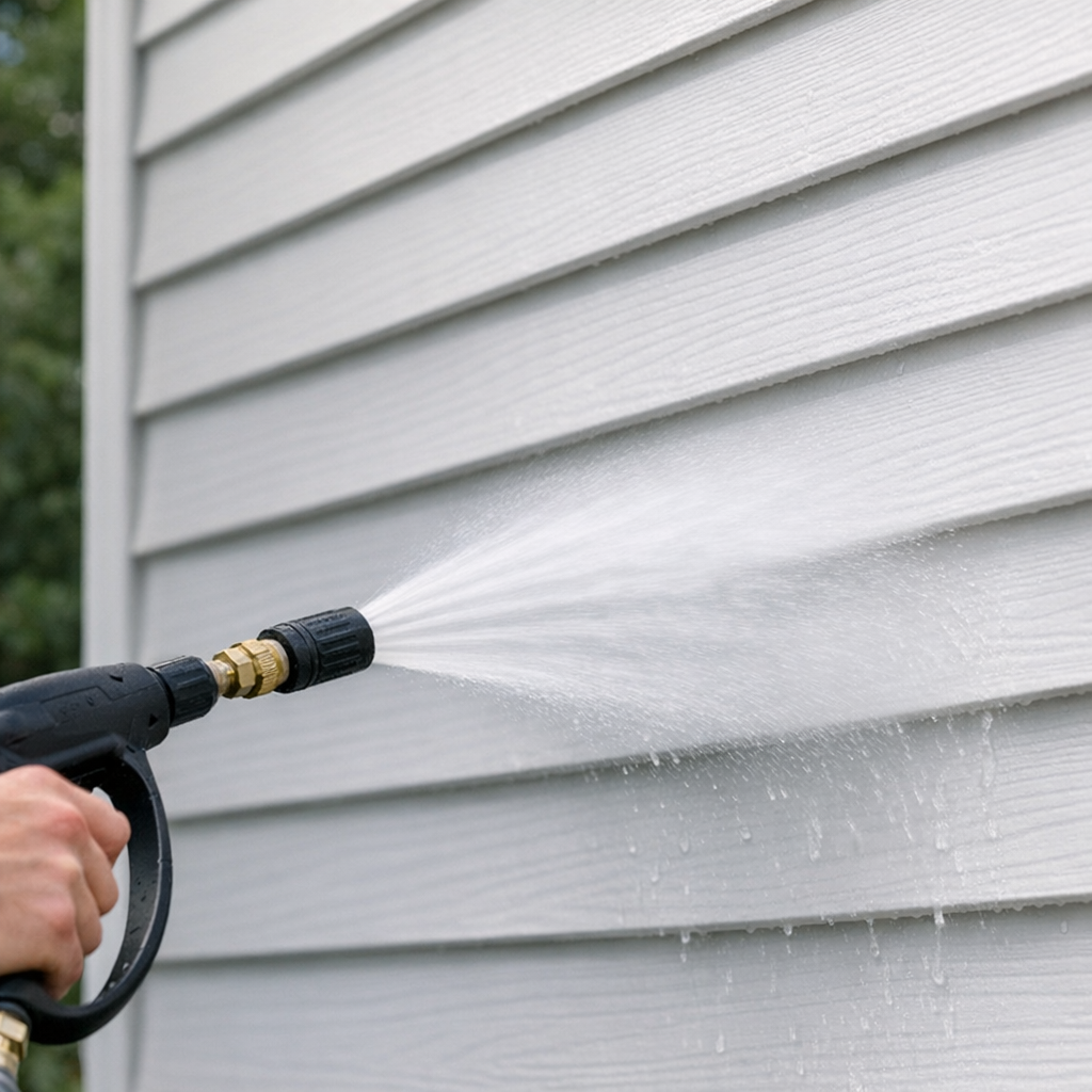 Pressure washer nozzle spraying water